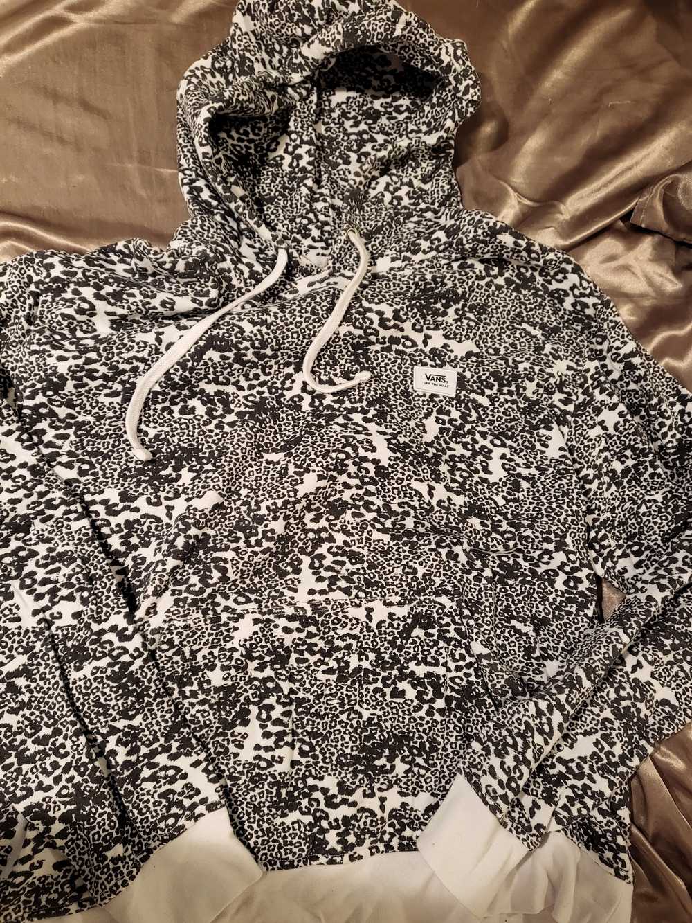 Vans Black & White Leopard-Pattern Pullover Hoodie